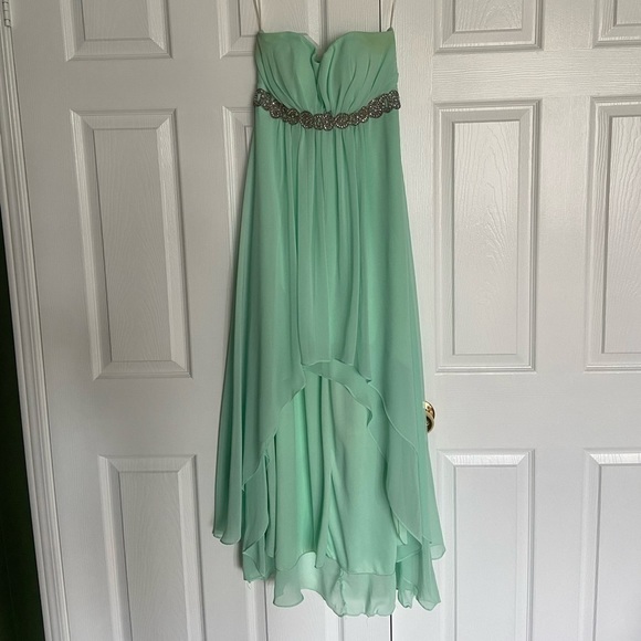 Juno Dress Collection Mint Green High Low Strapless Prom Dress - Picture 4 of 8